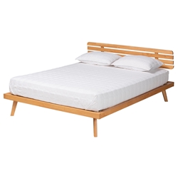 Baxton Studio Joaquin Modern Japandi Rustic Brown Finished Wood Full Size Platform Bed